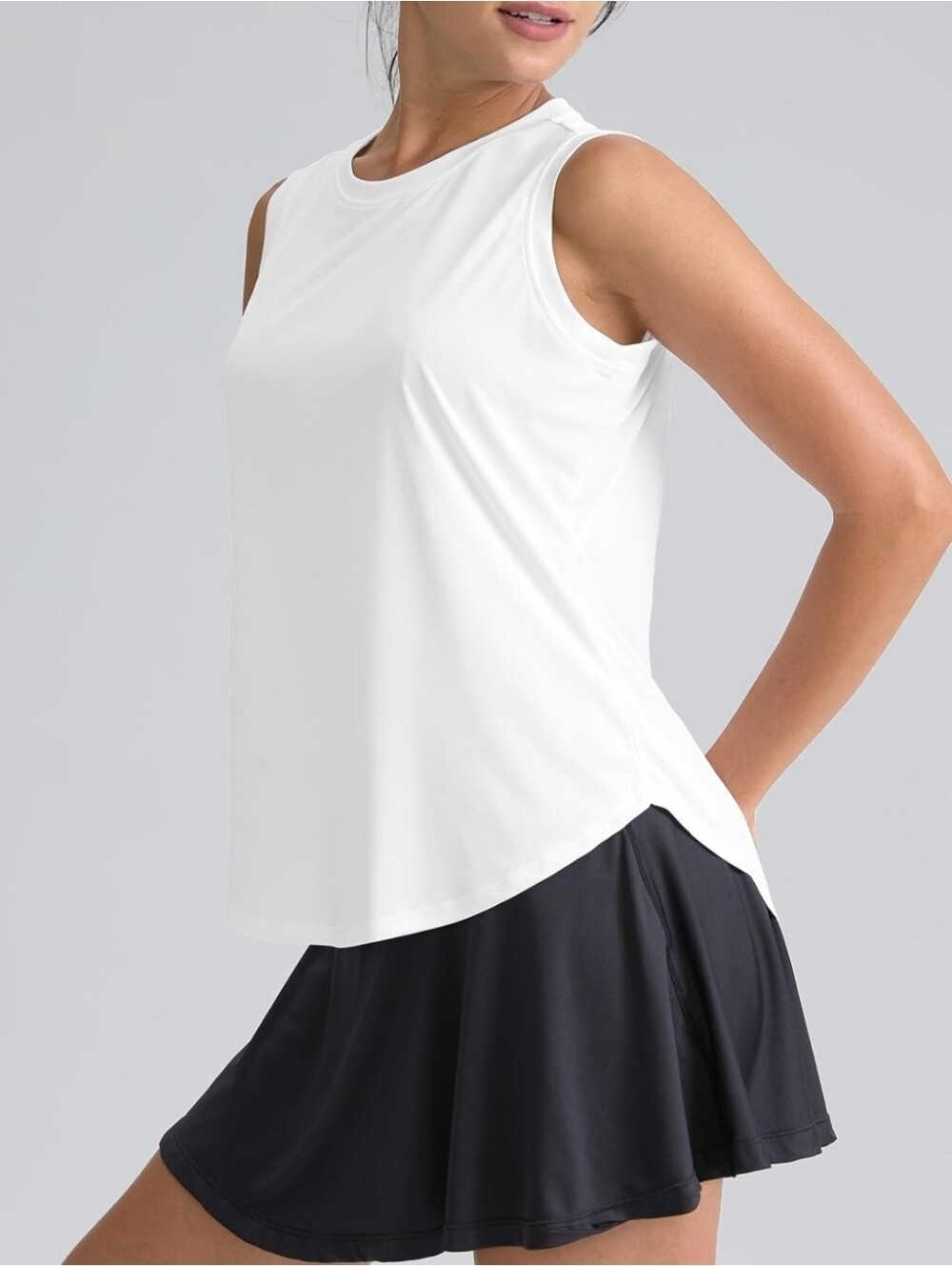 Womens Santiny White Sleeveless Athletic Tank with Reflective Logo